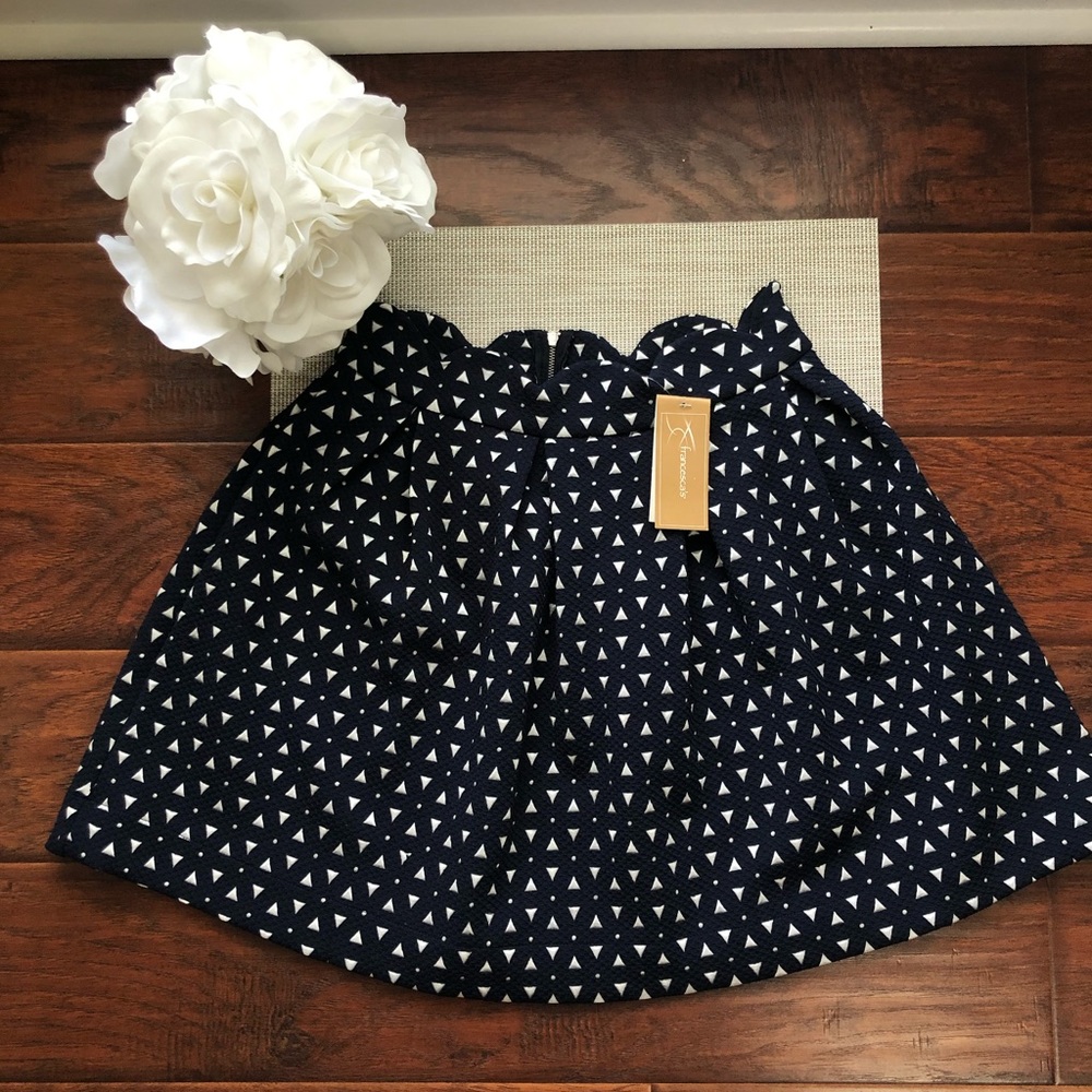 Francesca’s Navy Scalloped Skirt